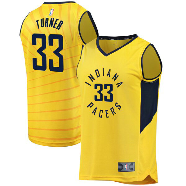 Maillot Indiana Pacers Homme Myles Turner 33 Alternative à rupture rapide Jaune